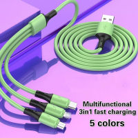 3 In 1สายชาร์จ USB แบบสากล,สายชาร์จซิลิโคนนิ่มเหลวแบบเร็วสาย USB USB-C สายส่งข้อมูลสำหรับแอนดรอยด์ใช้ได้กับ Apple Type-C