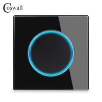 COSWALL 1234 Gang 12 Way On Off Wall Light Switch Large Aperture LED Backlight Data HDMI USB Charger Glass Panel Black