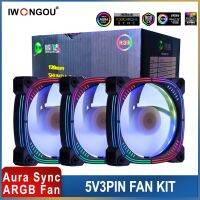 IWONGOU Cooler for Pc Case Ar12pro Black 5v3pin Aura Sync Argb Fan 120mm 4pin PWM Adjust Speed Silent Computer Cooler Heatsink