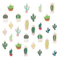 Alloy Enamel Pendants Cactus Light Gold Light Gold 28pcs/box