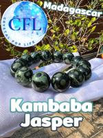 Kambaba / Crocodile Jasper กำไลหินแท้เคมบาบาแจสเปอร์ แจสเปอร์จระเข้ สีเขียว ขนาดเม็ดหิน(16-16.5 มม.) หินแห่งความกล้าหาญ สร้อยข้อมือหินแท้ หินนำโชค