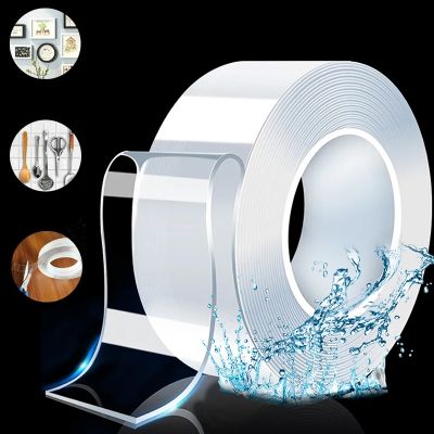 1m/2m/3m/5m Double Side Tape Feature Waterproof Reusable Adhesive Transparent Glue Stickers Suit for Home Bathroom Decoration