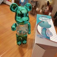 Bearbrick 400% รุนแรงหมีอาคารบล็อกหมีผงทองซิลเวอร์โกลด์สีดำทองตลอดไปเครื่องประดับตุ๊กตาแนวโน้มของขวัญ