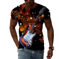 Fashion Cool Style Guitar graphic t shirts For Men Summer Interesting Creativity Pattern Print T-shirt Trend harajuku streetwear