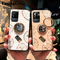 CasingLee เคสโทรศัพท์ Realme Narzo 50i,เคสกันกระแทกฝาหลังกระจกนาฬิกาเพชรหรูหราพร้อมสายคล้องสำหรับ Realme Narzo 50i