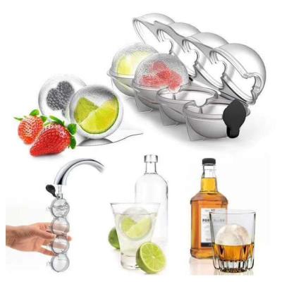 4 Cavity Ice Cube Shaper Ice Mold Flexible Silicone Tool DIY Kitchen Party Whiskey Round Cocktail For Bar Mesh Ball Ice Q4F5
