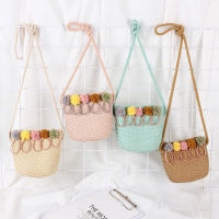 Trendy Crossbody Satchel Kids Summer Crossbody Bag Cute Woven Bag Summer Straw Handbag Girls Beach Shoulder Bag