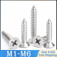 M1 M1.2 M1.4 M1.7 M2 M2.3 M2.6 M3 M4 M5 M6 304 สแตนเลสสตีล Recessed countersunk แบนหัวแตะสกรูสกรูไม้-WJJEE SHOP