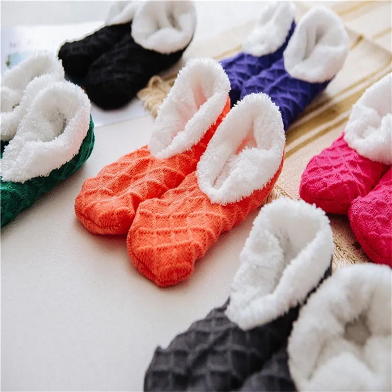 Woolen Winter Socks Women Thicked Warm Home Bedroom Socks Slippers Men  Non-Slip Foot Warmer Snow Socks Calcetines Mujer