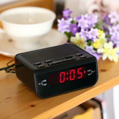 【Worth-Buy】 วิทยุนาฬิกานาฬิกาปลุกดิจิตอลพร้อมตัวจับเวลาการนอนหลับแบบระบบเตือนภัยแบบดูอัลไฟ Led สีแดงแสดงเวลา Sz