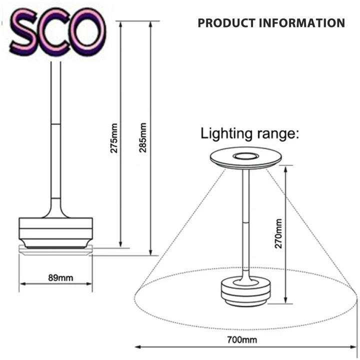 โคมไฟตั้งโต๊ะกันน้ำโคมไฟไร้สายโลหะหรี่แสงได้และชาร์จซ้ำได้-sco