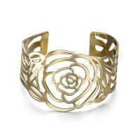 New Design Rose Flower Hollow Out Bracelets amp; Bangles Golden Silver Color Alloy Punk Open Cuff Bracelet Bangle for Women
