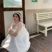 Korean Ins Sweet Dress Bowknot Sling Dress Long Loose Dress Women สไตล์เกาหลีเรียบง่าย chic ชุดเดรสสายเดี่ยวโบว์ผู้หญิง กระโปรงยาวสำหรับคนตัวเล็กอารมณ์อ่อนโยนและอ่อนหวาน กระโปรงยาวทรงหลวม