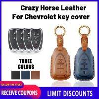 คุณภาพสูง Crazy Horse หนังสำหรับ Chevrolet Key Cover Remote Key Case พร้อม Key Holder Fod พวงกุญแจ Creative Alloy โลหะ Malibu TrailBlazer Spark Cruze Aveo Suburban Captiva Optra Spin Camaro Sonic Colorado Venture Trax Corvette