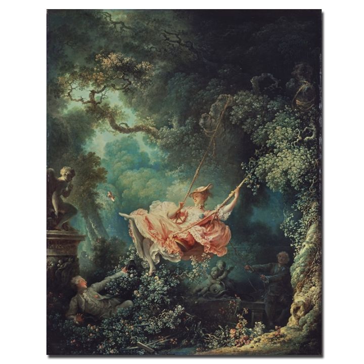 โรโคโคที่มีชื่อเสียงผ้าใบวาดภาพการแกว่งโดย-fragonard-โปสเตอร์และภาพพิมพ์รูปภาพศิลปะผนัง