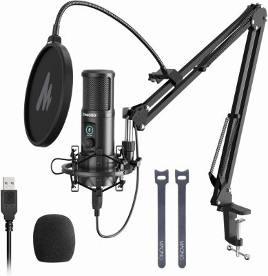 MAONO USB Microphone with One-Touch Mute and Gain Knob, Professional Condenser Computer PC Mic for Podcasting, Recording, Gaming, Live Streaming, Zoom Meeting, Studio, YouTube, Skype, AU-PM421