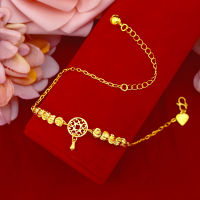 Womens Exquisite Jewelry Simple Fashion Gold Anklet Transfer Bead Pendant Chain Anklet For Girlfriend Birthday Gift Women