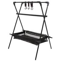 Outdoor Portable Folding Camping Triple-cornered Storage Rack Picnic Pot Rack Storage Rack Light Rack with Storage Mesh