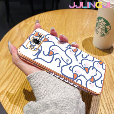 Jjlingji เคสโทรศัพท์ปลอกสำหรับ Samsung J2ชั้นหนึ่งลายการ์ตูนน่ารักหงส์ขาวสวยดีไซน์ใหม่เคสโทรศัพท์ซิลิโคนชุบด้านข้างฝาปิดเลนส์เต็มเคสป้องกันกล่องกันกระแทกกล้องถ่ายรูปเคสนิ่ม