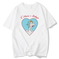 Cupid Bow And Arrow Heart Pattern Print Mens Tshirts Anime Quality T Shirts Hop Street Comfortable Man Tshirt