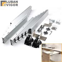 【LZ】 Aluminum table telescopic slidesave space Concealed folding table guide rail hinge Flat push folding furniture hardware