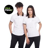 เสื้อโปโลสีขาว ปกน้ำตาลริ้วขาวโอรส polopeak