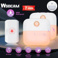 WSDCAM กลางแจ้งไร้สายกันน้ำออด250เมตรช่วงเซ็นเซอร์ LED ไฟกลางคืน38เพลงกระดิ่งประตู5ระดับเสียงแบตเตอรี่ขับเคลื่อน