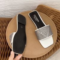 ✳✻ Black White Color Women Slippers Sandals Shoes Antiskid Flat Sole Slippers Woman Big Size Sandals Slides Beach Shoes