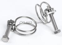 ✜✚ 1/2/5Pcs 11 85mm SS304 Stainless Steel Double Wire Water Hose Clamp Adjust Pipe Tube Pipe Hoop Plumbing Fixture