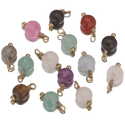 【CC】❈✶  10pcs 6MM Stone Round Pendant for Earrings Gold Plated Needles Jewery Making Material