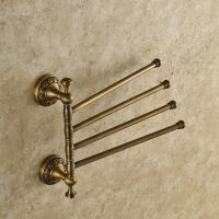 ✱◊♞ Vidric Solid Brass Vintage Style Bathroom Revolve Towel Bar Antique Brass Four Tiers Rotating towel rack Bath Towel Holder RacK