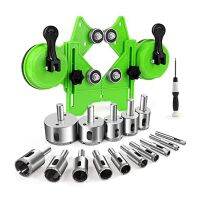 17 PCS Diamond Hole Saw Kit Drill Bits Sets with Double Suction Cups Guide Jig Fixture From 4mm-83mm