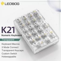 (ในสต็อก) LOEBOG K21วิศวกรรมแป้นพิมพ์บลูทูธไร้สายใส Hot-Swap 21ปุ่มตัวเลขการปรับแต่งปุ่มกด Numpad แป้นพิมพ์ของขวัญ **