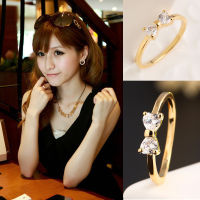 0duw Trendy Engagement Band Jewelry Crystal Bow Knot Ring Zircon Fashion Lovely Wedding