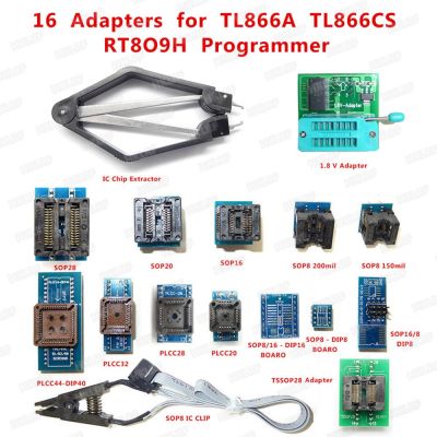 1.8V SOP28 SOP8 SOP20 SOP16 PLCC44 32 28 20 IC Extractor 16 PCS Adapters Sockets for TL866CS/A EZP2010 RT809F RT809H programmer