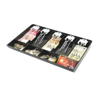 9 Grids Black Plastic Coin Money Storage Box Bill Cash Tray Organizer With 5 Removable Metal Clips X3UE