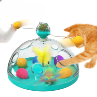 ของเล่นแมว Tower Track Rotating Cat Toy Interactive Cat Inligence Training Play Pan Tower Supplies Cat Tunnel Catnip