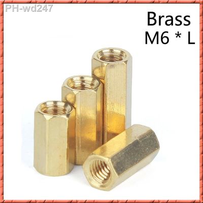 20-50Pcs/lot long nut M6xL Hexagonal brass column monitoring security camera stud internal thread Female Brass hex spacer pillar