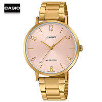 Velashop นาฬิกาผู้หญิง Casio สีทอง สายสแตนเลส รุ่น LTP-VT01G-4BUDF, LTP-VT01G-4B,  LTP-VT01G