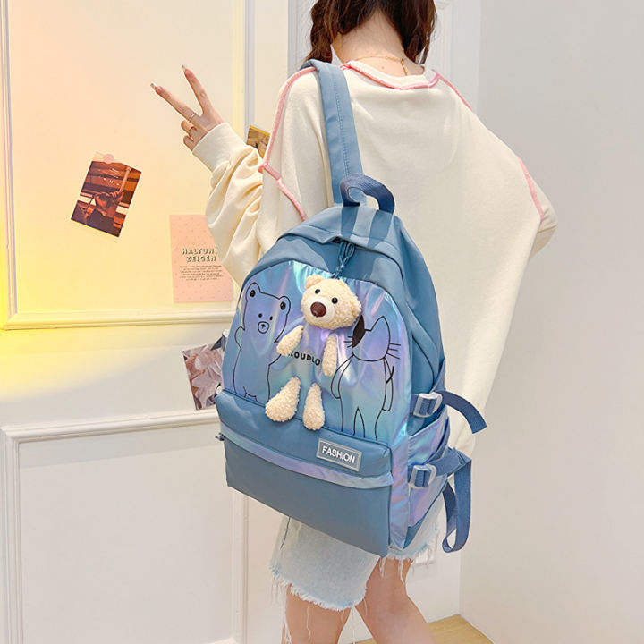 กระเป๋านักเรียนมาใหม่ล่าสุดข้ามพรมแดนสไตล์เกาหลี-กระเป๋าเป้ฮาราจูกุกระเป๋ากระเป๋าสะพายลายหมีกระเป๋านักเรียนความจุสูงนักเรียนมัธยมต้น
