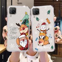 {Taoyitao Case} เคสสำหรับหัวเหว่ยโทรศัพท์คริสต์มาสซานต้ากวางเอลก์ร่าเริง P40 Lite P40lite ปลาดาวแพททริกถุงห่อรูปสโนว์แมน Nova เคส7i