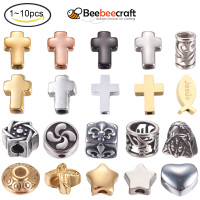 Beebeecraft 1-10 pc Cross Loose Beads 304 Stainless Steel Cross Beads Cross Charm Spacer Beads for DIY Bracelets Necklace Jewelry Making