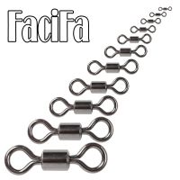 ↂ☸☊ 50pcs Bearing Swivel Fishing Connector Stainless Steel Carp Fishing Accessories Tackle Snap Fishhook Lure Solid Ring Swivel