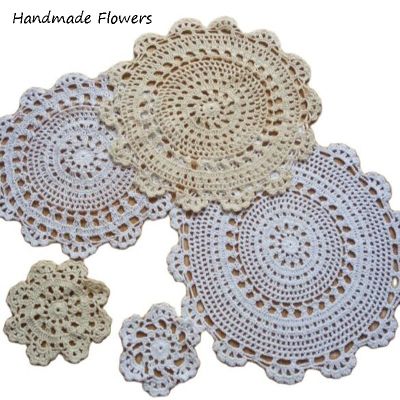Popular cotton flower table place mat cloth crochet placemat tea round pad coffee coaster cup Christmas wedding doily kitchen