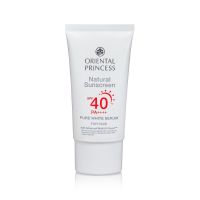 เซรั่มกันแดดสำหรับผิวหน้าสูตรกระจ่างใส Oriental Princess Natural Sunscreen Pure White Serum For Face SPF 40 PA++++ ปริมาณ 75 g.