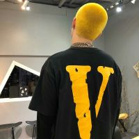 Vlone Limited FOG เสื้อยืดแขนสั้น คอวี สะท้อนแสง ทรงหลวม สําหรับผู้ชาย และผู้หญิง ผ้าฝ้ายแท้S-5XL