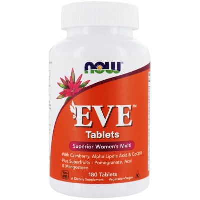 NOW Supplements, Eve (180 Tablets) Superiot Womens Multivitamin with Cranberry, Alpha Lipoic Acid and CoQ10, plus Superfruits - Pomegranate, Acai &amp; Mangosteen, Vitamin A C D E K , Zinc วิตามินรวม วิตามินซี ผู้หญิง