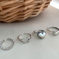 [COD] Combination stacked love ring womens retro heart-shaped opening personality anti-Thai silver girls index finger