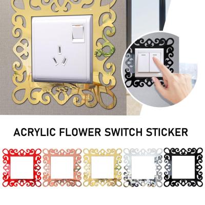 Acrylic Flower Switch Sticker Single Light Surround Hot Decoration Panel Finger Home Office Socket Plate Sticker Cover Home Wall J9P4
