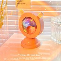 ☽♂ LED Sunset Projection Lamp Rainbow Atmosphere Cat Ear Night Light Sunset Light Bedroom Room Background Wall Tiktok Table Lamp